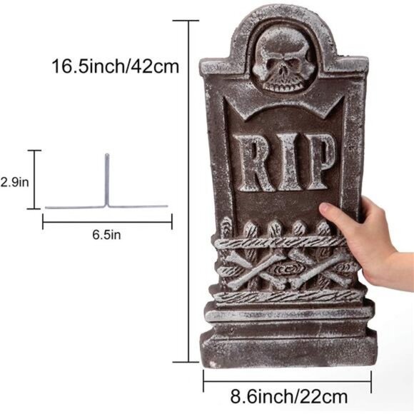 17” Halloween Foam RIP Graveyard Tombstones, 5 Pack Tombstone - Picture 3 of 8